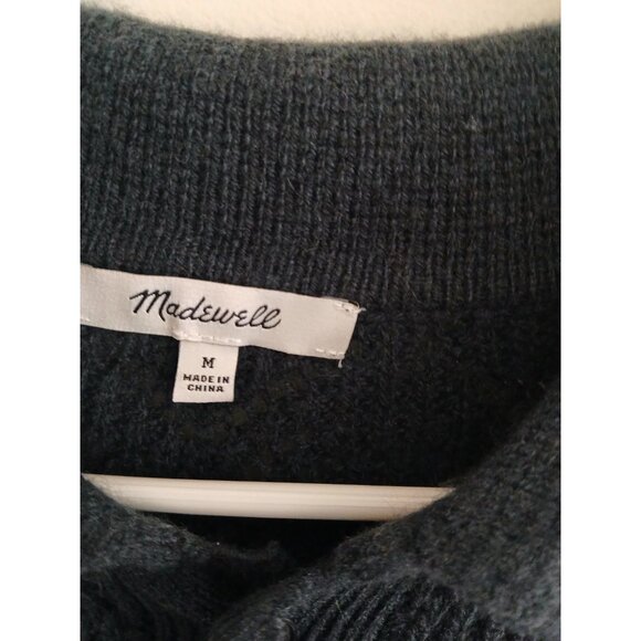 Madewell Mens M Diamond Stitch Cardigan Sweater Softwool Cashmere Mix Dark Navy - Picture 4 of 6